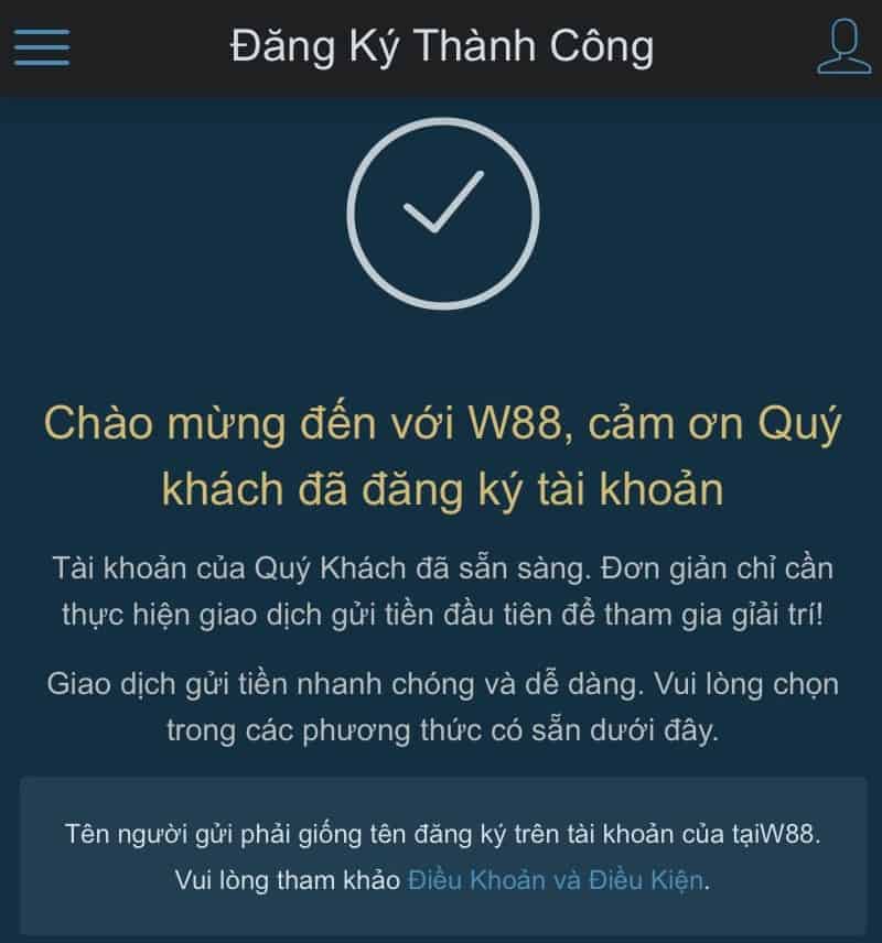 dang ky w88 thanh cong